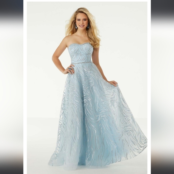 morilee Dresses & Skirts - Morilee sz 18 NWT Light Blue & Silver Sequin Strapless Sweetheart Prom Dress